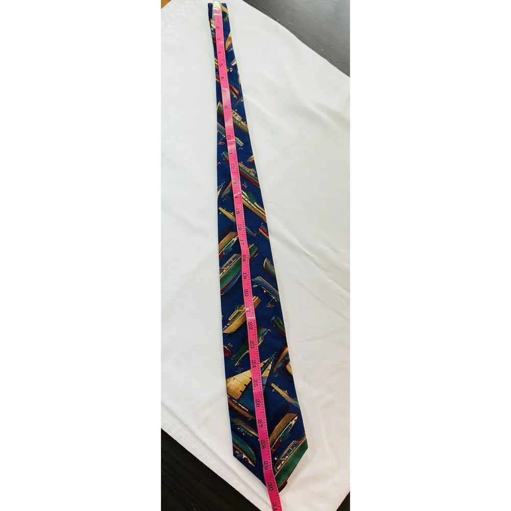 Brite Ties Antique Wooden Boats Sailing Theme Mens VTG Cotton 60x3.75